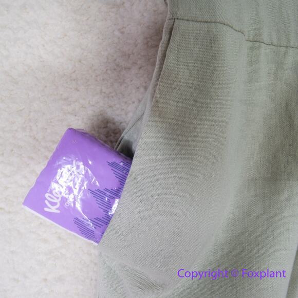 Eloquii *flawed* Short-Sleeve Coverall Jumpsuit light green linen blend, size 18 - Picture 11 of 16